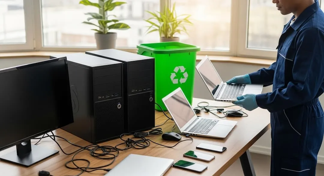 Old electronics being recycled.